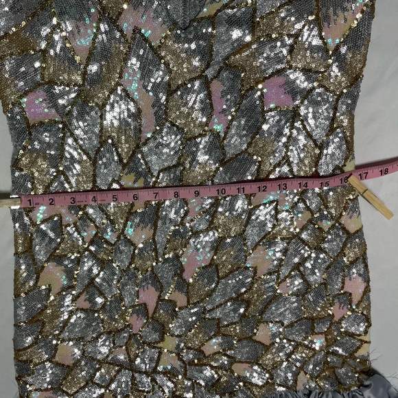Silver and Gold Sequin Dress with Ruffle Hem - Picture 11 of 16